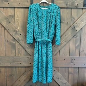 Vintage Teal Floral Dress